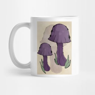 Dark Purple Cottagecore Mushrooms, Classy Portrait Style Mug